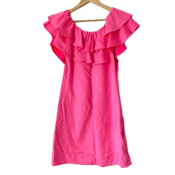 Julie Brown NYC Microsuede Convertible Dress Bright Pink Ruffle Women’s Size 2 - Picture 2 of 8